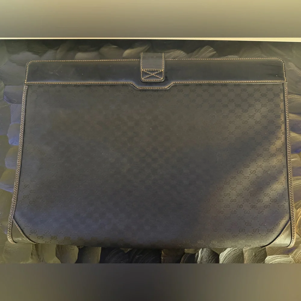 Vintage Gucci Black Monogram Portfolio Bag